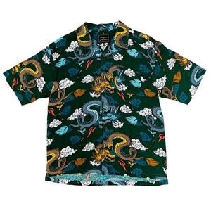 The Delusions of Grandeur Dragon Buttoned Down SS Shirt Size Large